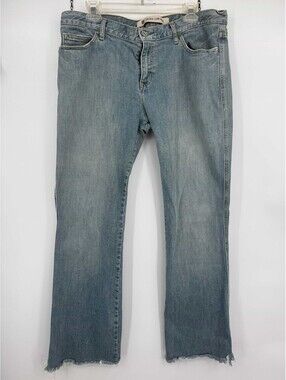 Gap Womens Ultra Low Rise Stretch Jeans Blue Raw Hem Denim Y2K 246673 Size 16XL